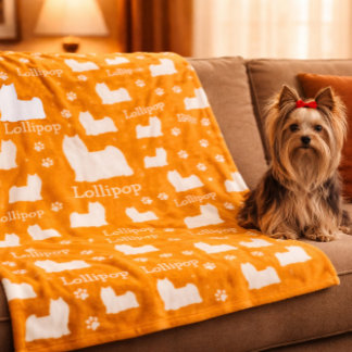 Yorkie Yorkshire Dog Orange Personalised Blanket