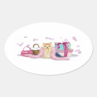 Yorkie Yorkshire Terrier Dress Up Oval Sticker