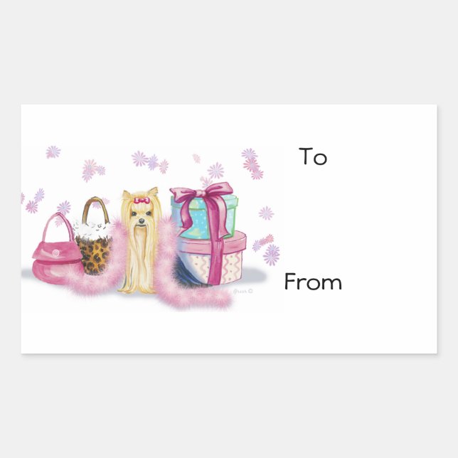 Yorkie Yorkshire Terrier Dress Up Rectangular Sticker (Front)