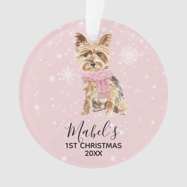 Yorkie Yorkshire Terrier Holiday Christmas Ornament (Front)