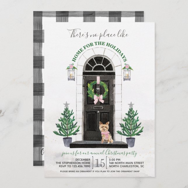 Yorkie Yorkshire Terrier Holiday Party Invitation (Front/Back)