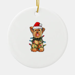 Yorkie Yorkshire Terrier Santa Christmas Tree Ligh Ceramic Tree Decoration