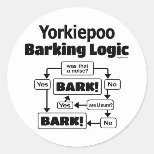 Yorkiepoo Barking Logic Classic Round Sticker