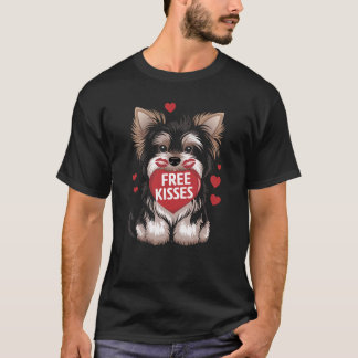 Yorkiepoo Dog Valentines Day Free Kisses T-Shirt