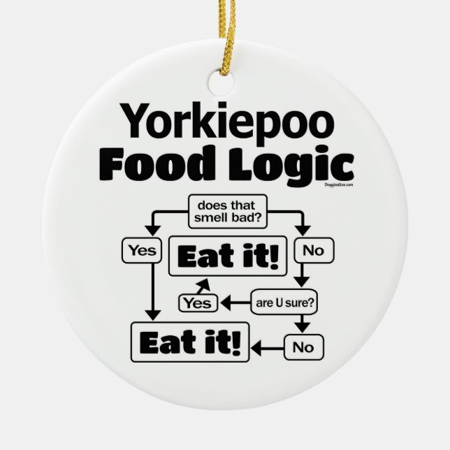 Yorkiepoo Food Logic Ceramic Tree Decoration (Front)