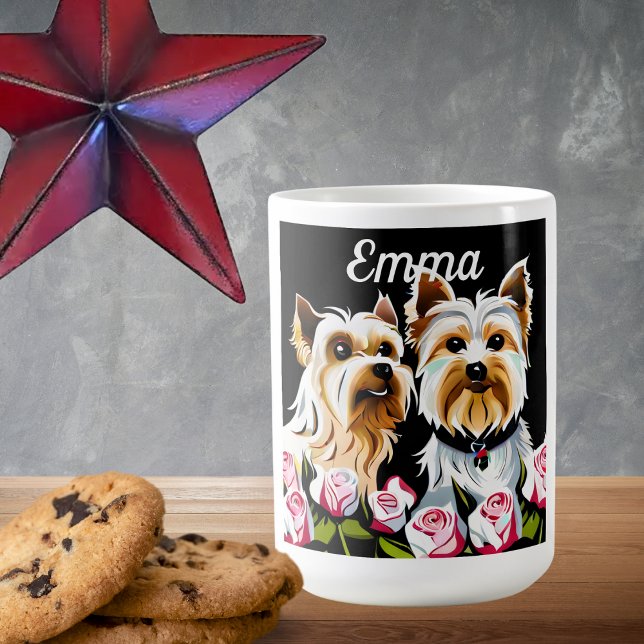 Yorkies and Pink Roses Signature  Coffee Mug (Creator Uploaded)