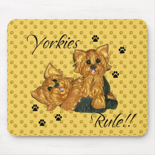 Yorkies rule!!   Computer Mouse pad (Front)