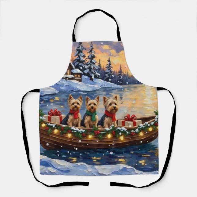 Yorkipoo Christmas Boat Holiday Apron (Front)