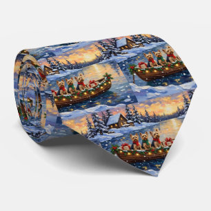 Yorkipoo Christmas Boat Holiday Tie