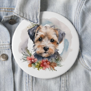 Yorkipoo Christmas Wreath Festive Pup 6 Cm Round Badge
