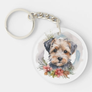 Yorkipoo Christmas Wreath Festive Pup Key Ring