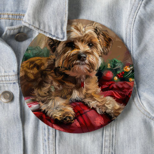 Yorkipoo Dog Christmas Festive 6 Cm Round Badge