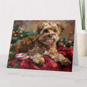 Yorkipoo Dog Christmas Festive Card