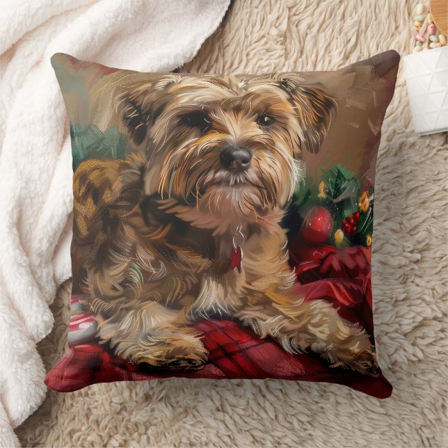 Yorkipoo Dog Christmas Festive Cushion (Blanket)