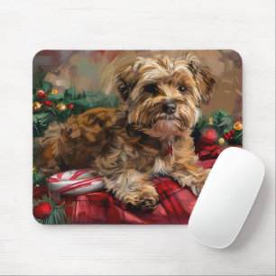 Yorkipoo Dog Christmas Festive Mouse Pad