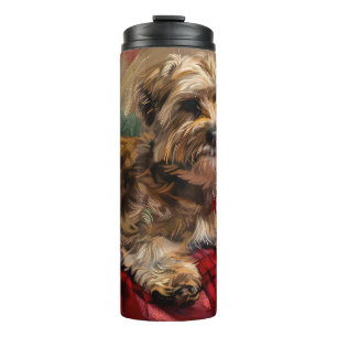 Yorkipoo Dog Christmas Festive Thermal Tumbler