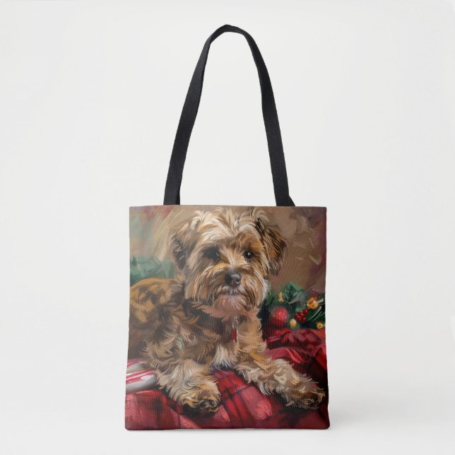 Yorkipoo Dog Christmas Festive Tote Bag (Front)
