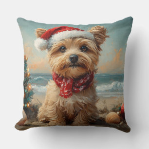 Yorkipoo Dog Christmas Vintage Beach Cushion