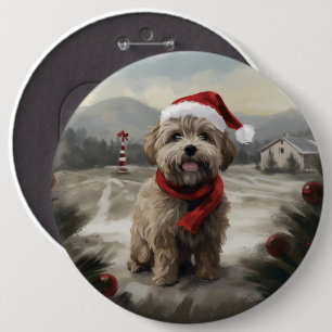 Yorkipoo Dog in Snow Christmas 6 Cm Round Badge
