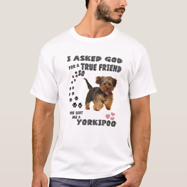 Yorkipoo Dog Quote Mom Yorkiepoo Dad Art, Cute Yor T-Shirt (Front)