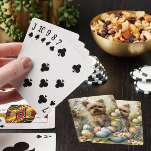 Yorkipoo Dog With Easter Eggs Holiday Playing Cards