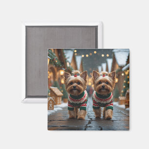 Yorkipoo Dogs Christmas Snow Holiday Magnet