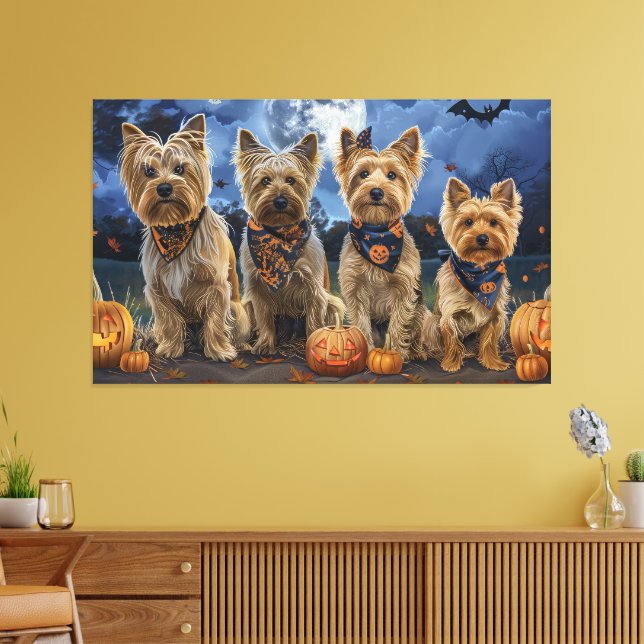 Yorkipoo Halloween Spooky  Canvas Print (Insitu(LivingRoom))