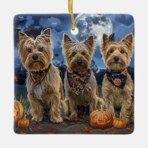 Yorkipoo Halloween Spooky  Ceramic Ornament
