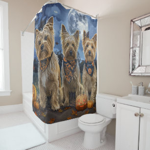 Yorkipoo Halloween Spooky  Shower Curtain