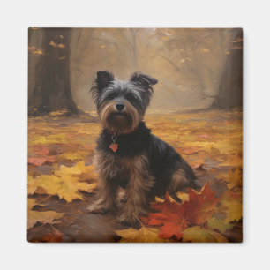 Yorkipoo in Autumn Leaves Fall Inspire Magnet