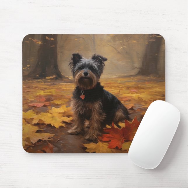 Yorkipoo in Autumn Leaves Fall Inspire Mouse Pad (With Mouse)