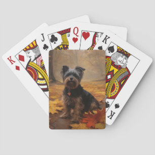 Yorkipoo in Autumn Leaves Fall Inspire Playing Cards