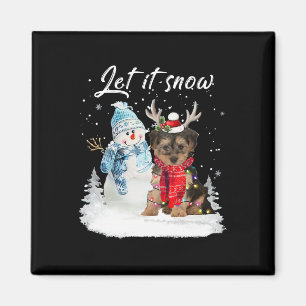 Yorkipoo Santa Dog Christmas Snowman Xmas Pajama 1 Magnet