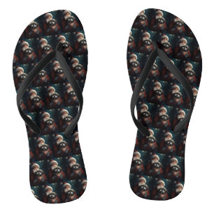 Yorkipoo With Santa Claus Festive Christmas Jandals