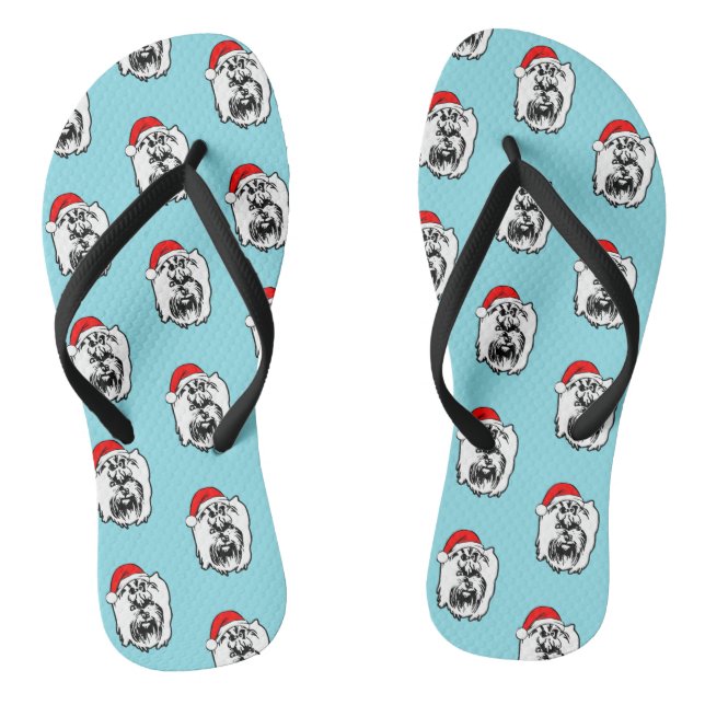 Yorkshier Terrier Dog Christmas Santa Hat Jandals (Footbed)