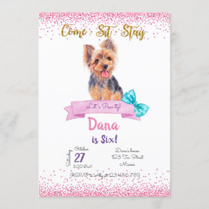 Yorkshire Birthday Invitation, Yorkshire Terrier Invitation