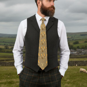 Yorkshire canary pattern - your monogram Tie