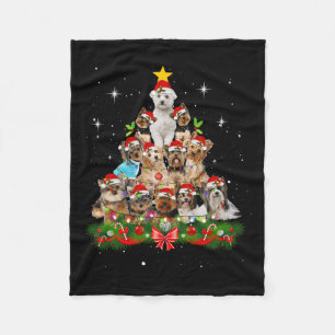Yorkshire Christmas Dog Tree Funny Dog Tees Christ Fleece Blanket