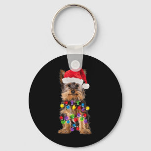 Yorkshire Christmas Yorkie Dog Santa Hat Christmas Key Ring