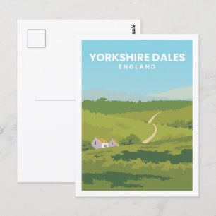Yorkshire Dales England Travel Place Illustration Postcard