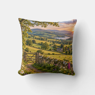 Yorkshire Dales Sunset Landscape Cushion