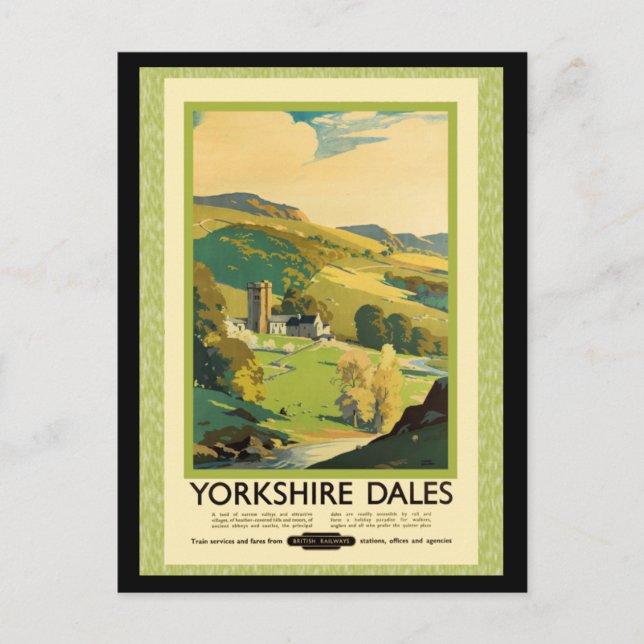 Yorkshire Dales Travel Poster Postcard (Front)