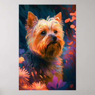 Yorkshire Dog Animal Portrait Painting Pet Home Poster