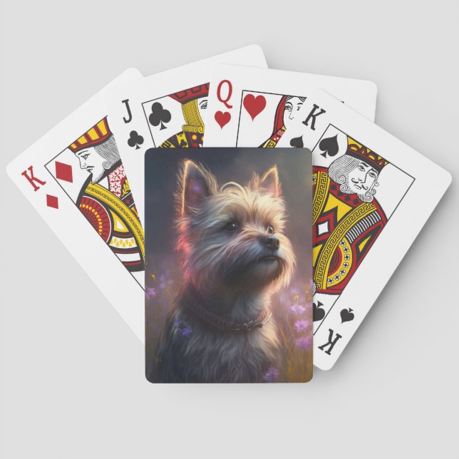 Yorkshire Dog Animal Portrait Painting Pet  Playing Cards (Back)