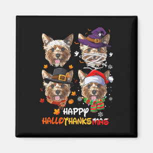 Yorkshire Dog Hallothanksmas Halloween Thanksgivin Magnet