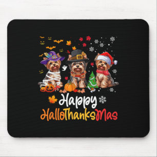 Yorkshire Dog Halloween Christmas Happy Hallothank Mouse Pad