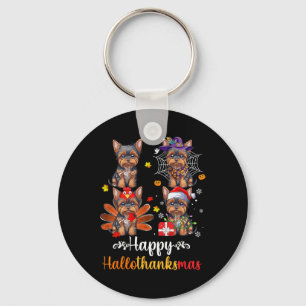 Yorkshire Halloween Merry Christmas Happy Hallotha Key Ring