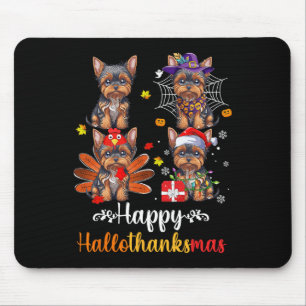 Yorkshire Halloween Merry Christmas Happy Hallotha Mouse Pad