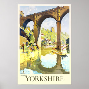 Yorkshire Knaresborough Vintage Travel Poster