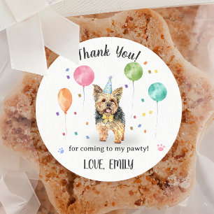 Yorkshire Lets Dog Birthday Thank You Classic Round Sticker